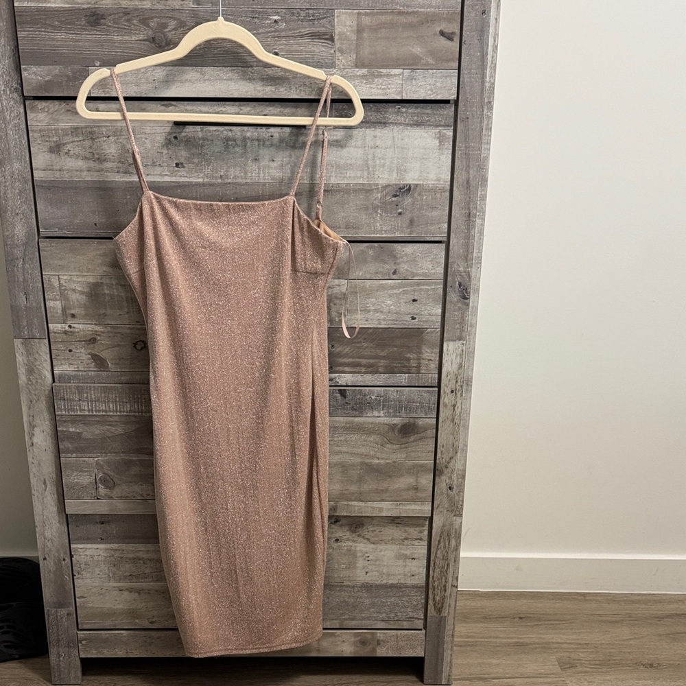 NEVER WORN Windsor Elegant Tan Spaghetti Strap Dress